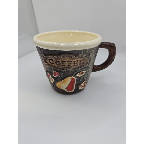 Treasure Craft Other - Vintag Treasure Craft Coffee Ceramic Mug With Wood Bark Design And Pear Fruit